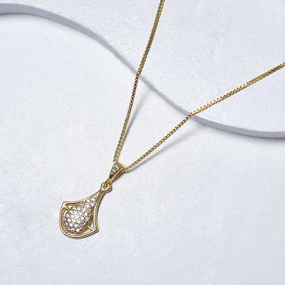 Yellow Gold Filled Necklace for Women Chain and Pendant with Cubic Zirconia $18.79