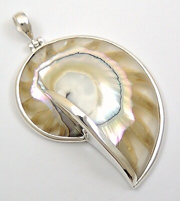 #ad Transparent Nautilus Shell 925 Sterling Silver Pendant Women Jewelry SC169 R $28.99