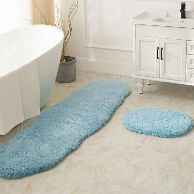 #ad Ashler Runners Bathroom Rugs Long Non Slip Bathroom Rug Sets 2 Piece Blue Wat... $66.62