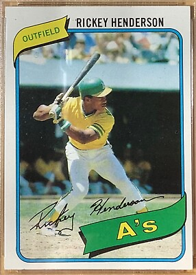 #ad 1980 Topps #482 Rickey Henderson RC Oakland A’s Very Nice Great Gift Sport Card $2750.00