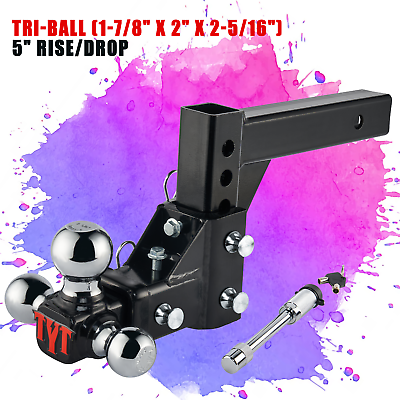 #ad Tri 3 Ball Adjustable Drop Turn Trailer Tow 2quot; Hitch Mount Towing Truck Solid $114.00