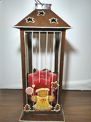 #ad Vintage Gingerbread Metal Holiday Decor Lantern Cage $11.99