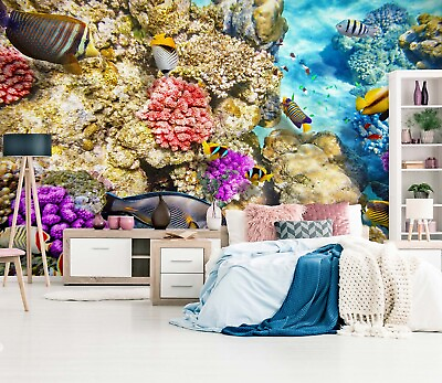#ad 3D Large Yellow Corals 9963 Wall Paper Wall Print Decal Deco Wall Mural CA Romy C $316.99