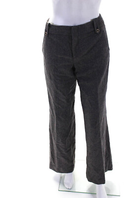 #ad Gucci Women#x27;s Flat Front Straight Leg Herringbone Dress Pant Gray Size 40 $109.79