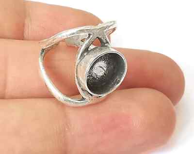 #ad Ring Setting Blank Cabochon Mounting Adjustable Base Bezel Antique Silver Brass $4.95