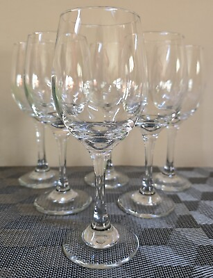 #ad Set of 6 Clear Stemmed Wine Glasses; 7.75quot; Tall $5.95