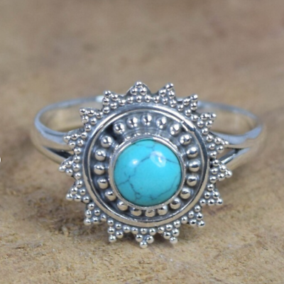 #ad Women Turquoise Gemstone 925 Sterling Silver Fine Jewelry Ring $11.23