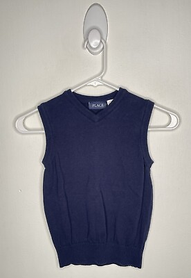#ad Childrens Place Sweater Vest Boys Small 5 6 Blue V Neck Casual School Uniform $5.24
