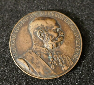 #ad Antique 1898 Austrian Military Medal 50th Anniversary Reign Franz Joseph I Orig $149.00