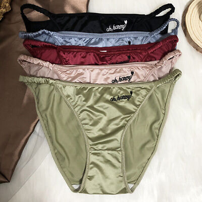 #ad 6 Packs Lot Women Sexy Satin Panties Brief String Bikini French Ladies Underwear $15.99