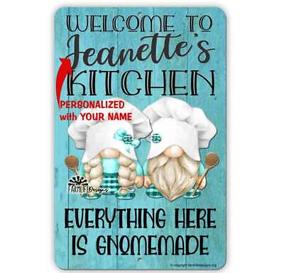 #ad Personalized Gnome Kitchen Sign Your Name cooking gnomes gnome gift decor $28.95