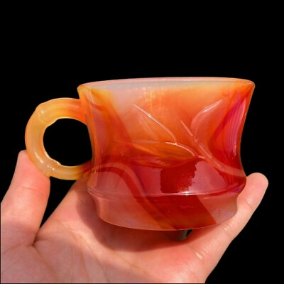 #ad Cup Carving Carnelian Natural Healing Red Agate Cup Reiki Crystal Collection $16.99