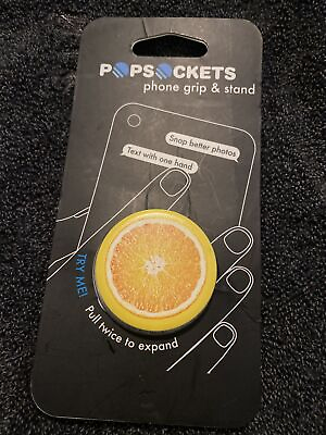 #ad Popsockets Single Phone Grip amp; Stand Universal Holder Orange Half $7.60
