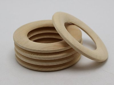#ad 10 Natural Untreated Plain Wooden Big Round Donut Ring Beads 59mm AU $4.76
