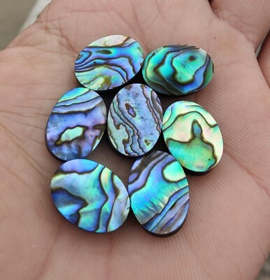 #ad Natural Abalone Shell Oval Shape Cabochon Flat Back Calibrated Loose Gemstones $3.00