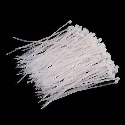 #ad 100pcs Plastic Ties Locking Zip Electrical Cable Tie White Secure Strong Wraps $58.48