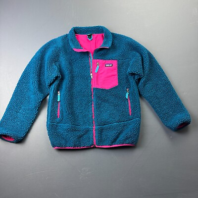 #ad Patagonia Kids#x27; Retro X Jacket XL High Loft Fleece Teal amp; Pink Polyester Rare $51.80