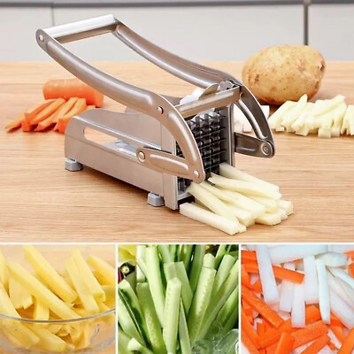 #ad French Fry Cutter Stainless Steel Vegetable Potato Slicer Dicer Chopper 2 Blades $17.99