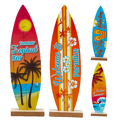 #ad Surfboard Table Top Ocean Beach Sign Ornament Wooden Print Sign Surfboard Decor $8.63