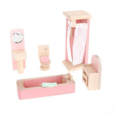 #ad Kids Toy Gift Dollhouse Supplies Miniature Wooden Dolls Furniture Baby Girl $18.42