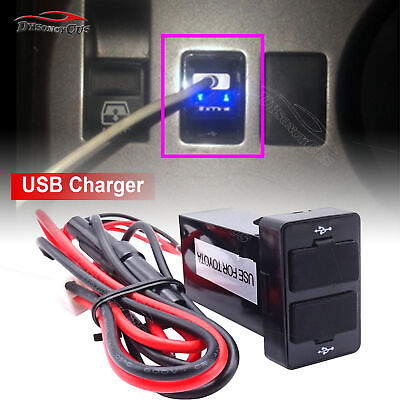 #ad Fit Toyota Tacoma RAV4 Tundra Dual USB Power Charger Push Botton SwitchWiring $10.99