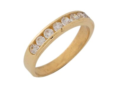 #ad 10k or 14k Yellow Gold White CZ Elegant Ladies Wedding Anniversary Band Ring $324.99