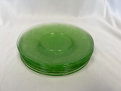 #ad Vintage Green Uranium Depression Glassware 7quot; Plate $20.00