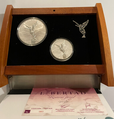 #ad #ad 2020 Mexico Libertad Two Coin 2oz and 5oz Reverse Silver Proof Set COA #83 MINT $1950.00