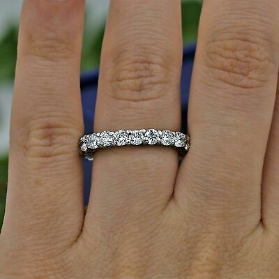 #ad 14K White Gold Over 2 Ct Round Moissanite Engagement Eternity Women#x27;s Band Ring $139.99