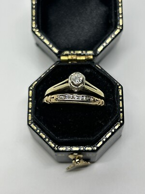 #ad Antique Art Deco 18k amp; 14k Two Tone Diamond Engagement Ring Set $399.00