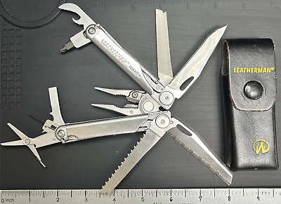#ad Leatherman Wave Plus SS Multi Tool Excellent Condition W Black Leather Sheath $79.99