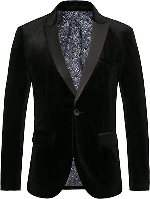 #ad THWEI Mens Velvet Blazer Slim Fit Solid Blazer Sport Coat $190.54