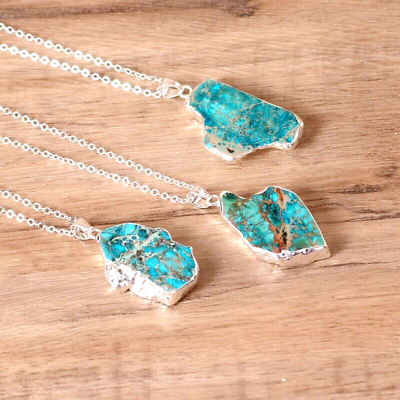 #ad Natural Turquoise Pendant Healing Energy Reiki Women Chain Necklace Xmas Gift $11.68