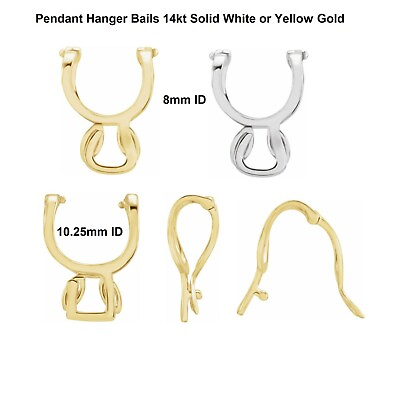 #ad 14K White or Yellow Gold Hinged Pendant Hanger Bail Pearl Bead Enhancer Charms $207.48