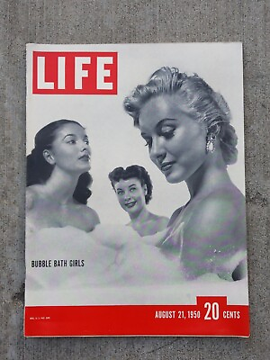 #ad 1950 AUGUST 21 LIFE MAGAZINE BUBBLE BATH GIRLS FRONT COVER NICE ADS O 12189 $25.19
