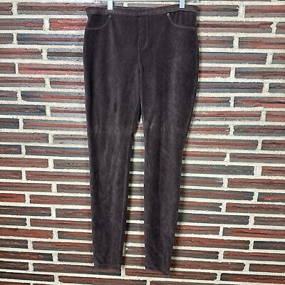#ad MeMoi Corduroy Leggings Brown Solid Pull On Casual Stretch Womens Pants Size M L $12.99