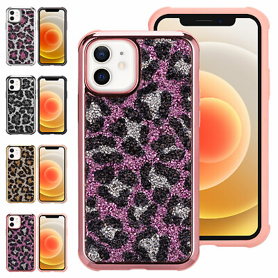 #ad Bling Diamond Leopard Pattern Phone Case For iPhone 13 Pro Max 12 11 XR XS 8 7 6 $8.69