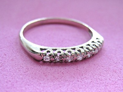 #ad Beautiful 14k White Gold Diamond Band Ring sz 9.25 0.14ctw nice design women#x27;s $229.99