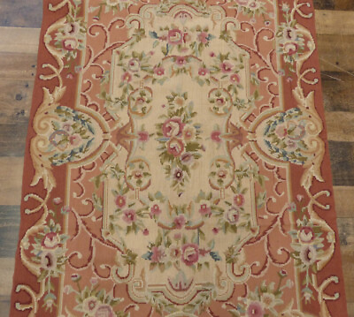#ad 3#x27;x5#x27; Stunning French Aubusson DESIGN floral hand knotted wool Needlepoint rug $599.00