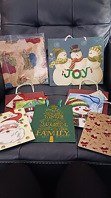 #ad Set of 8 Novelty Holiday Gift Bags Medium Large Plus 2 Sheets of Gift Wrap $10.00