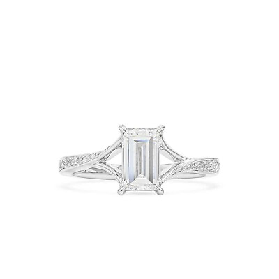 #ad 1.17Ct Baguette Cut Brilliant H SI1 Diamond Real Ring Natural 18K White Gold GIA $5085.00