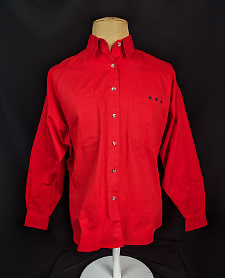 #ad Greatland Mens Heavy Cotton Shirt Size L Red Long Sleeve Casual Button Front $14.99
