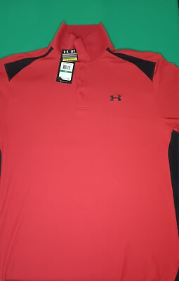 #ad Under Armour Heat Gear Red Polo Men#x27;s Large Brand New $29.64