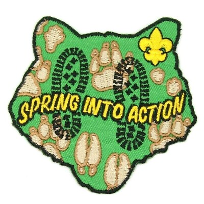 #ad Spring Into Action Boy Scouts Cubs Scouts BSA Patch Wolf Head $8.00