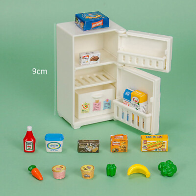 #ad 16Pcs set 1 12 Dollhouse Miniature Kitchen Fridge Refrigerator Food Accessor $10.81