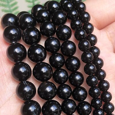 #ad Black Agate Onyx Spacer Beads Jewelry Accessory DIY Craft Round Stone Loose Bead $8.86