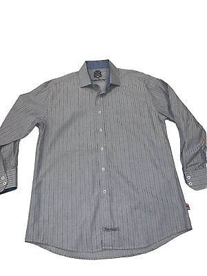 #ad English Laundry Shirt Mens 16 Large Button Down Stripe Blue Business Collared $8.50