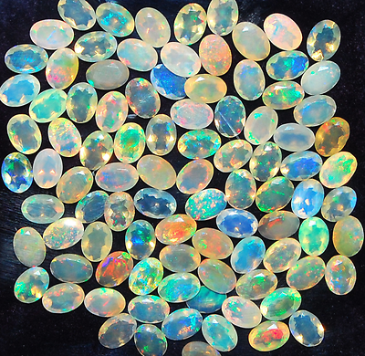 #ad Natural Ethiopian Opal Oval Faceted Marvelous Loose Gemstone Lot $28.34