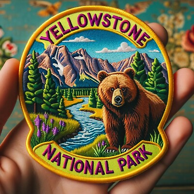 #ad Yellowstone National Park Patch Embroidered Iron on Applique Nature Grizzly Bear $4.87
