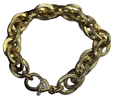 #ad Judith Ripka Vermeil Sterling Silver 925 CZ Chain Textured Link Bracelet 8.25” $145.00